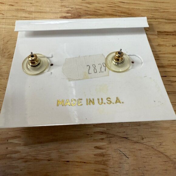 Morgan Taylor Gold-Tone Black Enamel & Faux Pearl Square Pierced Earrings Made I - Picture 6 of 6